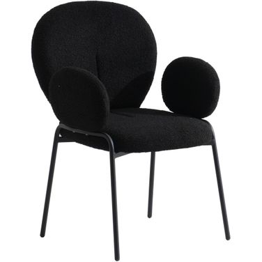 Celestial Boucle Dining Arm Chair In Black