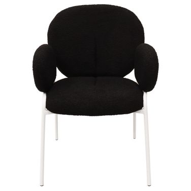 Celestial Boucle Dining Arm Chair In White and Black