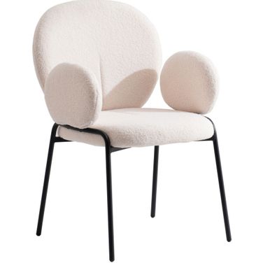Celestial Boucle Dining Arm Chair In White