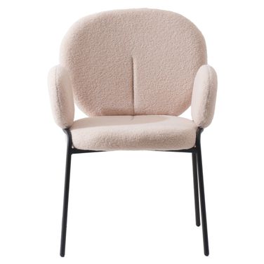 Celestial Boucle Dining Arm Chair Set of 2 In Black and Beige