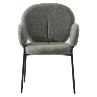 Celestial Boucle Dining Arm Chair Set of 2 In Black and Green