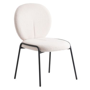 Celestial Boucle Dining Side Chair In White