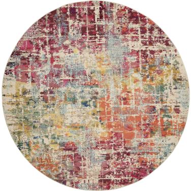 Celestial Pink and Multicolor 7'10" x 7'10" Round Area Rug