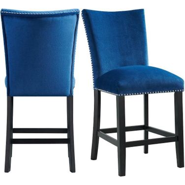 Celine Blue Velvet Counter Height Chair Set Of 2
