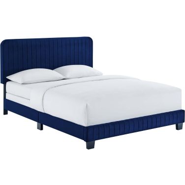 Celine Channel Tufted Performance Velvet King Bed In Navy