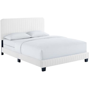Celine Channel Tufted Performance Velvet King Bed In White