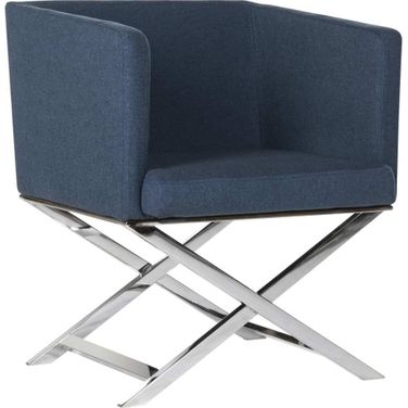 Celine Navy and Chrome Cross Leg Chair