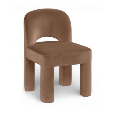 Celine Velvet Performance Fabric Upholstered Dining Chair Set of 2 In Brown