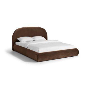 Celine Velvet Upholstered Full Bed In Brown