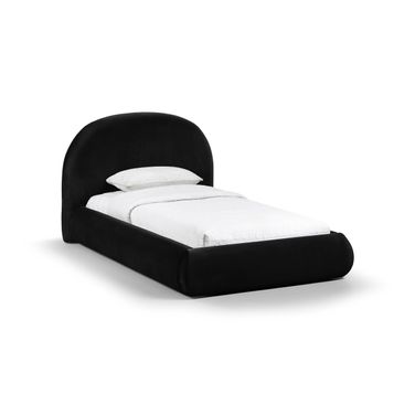 Celine Velvet Upholstered Twin Bed In Black