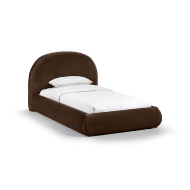 Celine Velvet Upholstered Twin Bed In Brown