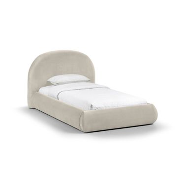 Celine Velvet Upholstered Twin Bed In Cream