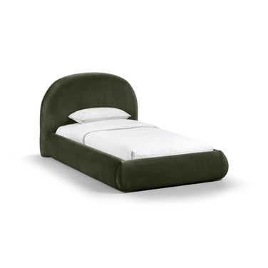 Celine Velvet Upholstered Twin Bed In Green