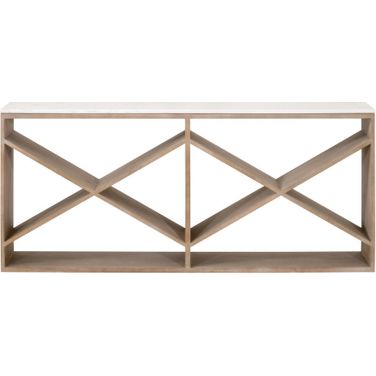 Bella Antique Cellar Console Table In Smoke Gray Oak and White