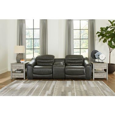 Center Line Power Reclining Console Loveseat In Dark Gray