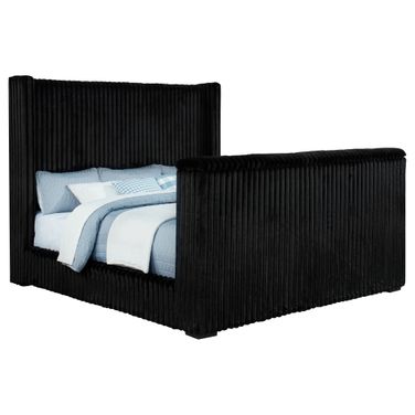 Centergrove Upholstered California King Wingback TV Bed In Black