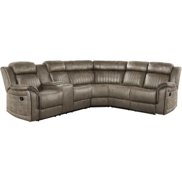 Centeroak 3-Piece Reclining Sectional with Left Console In Brown