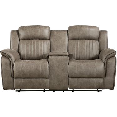 Centeroak Sandy Brown Double Reclining Loveseat With Center Console