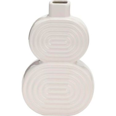 Ceramic 10 Inch Stacked Circles Vase In White