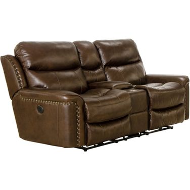 Ceretti Power Reclining Console Loveseat In Brown