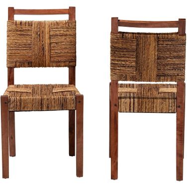 Chabela Handwoven Seagrass Dining Chair Set of 2 In Natural and Brown