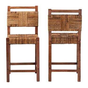 Chabela Seagrass Counter Stool Set of 2 In Brown