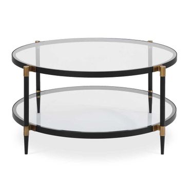 Chadid Round Glass Coffee Table In Black and Gold