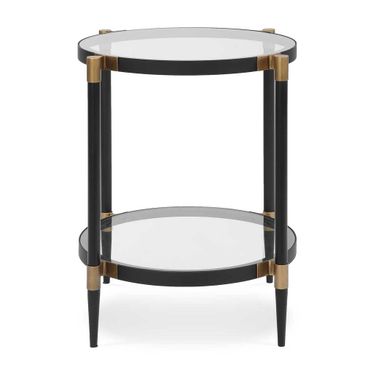 Chadid Round Glass Side Table In Black and Gold