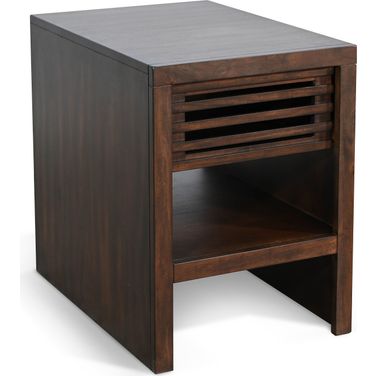 Chair Side Table with Drawer In Coffee Bean