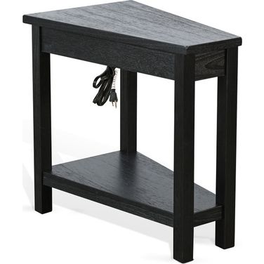 Chair Side Table with Power Strip In Umbra