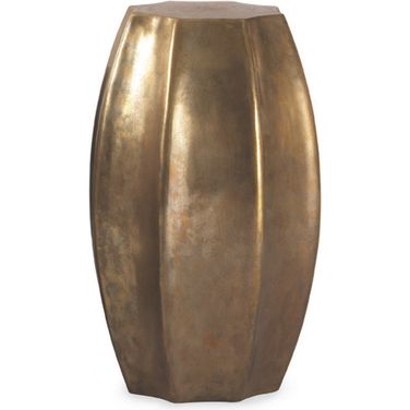 16 Inch Round Chairside Table In Antique Brass