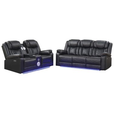 Challenger Power Reclining Living Room Set In Black