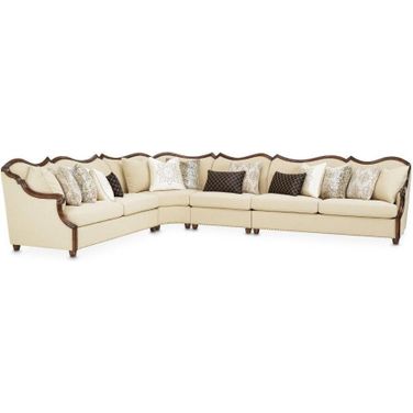 Chamberi Sectional Sofa In Toast And Warm Cognac