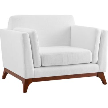 Chance White Upholstered Fabric Arm Chair