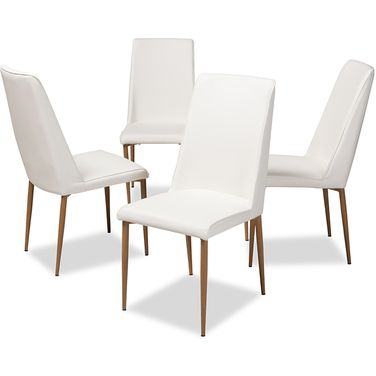 Chandelle Modern And Contemporary White Faux Leather Upholstered Dining Chair (Set Of 4)