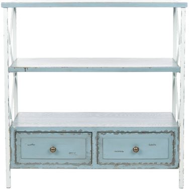Chandra Pale Blue and White Smoke Console with Storage Drawer