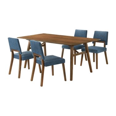 Channell 5 Piece Wood Dining Table Set In Blue