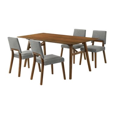 Channell 5 Piece Wood Dining Table Set In Gray