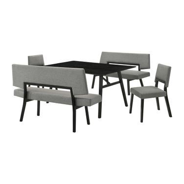 Channell 5 Piece Wood Dining Table Set with Benches In Black