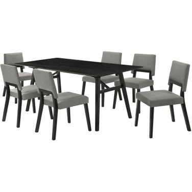 Channell 7 Piece Wood Dining Table Set In Black