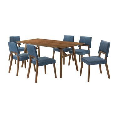 Channell 7 Piece Wood Dining Table Set In Blue