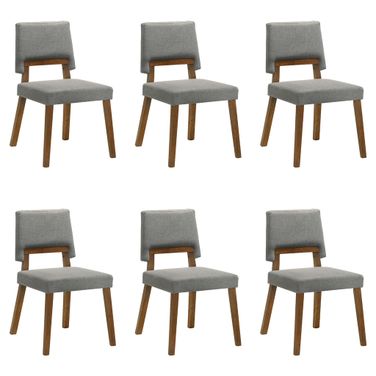 Channell Dining Chair Set of 6 In Walnut and Charcoal