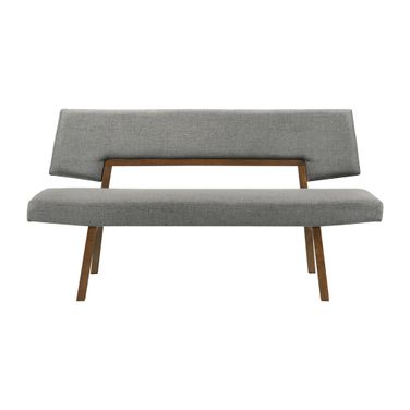 Channell Upholstered Wood Dining Bench In Gray and Brown