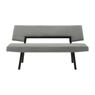 Channell Upholstered Wood Dining Bench In Gray and Black