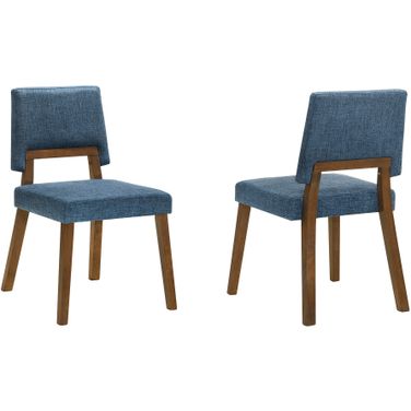 Channell Upholstered Wood Dining Chair Set of 2 In Blue