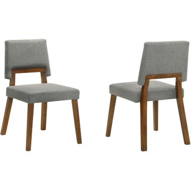 Channell Upholstered Wood Dining Chair Set of 2 In Gray and Brown