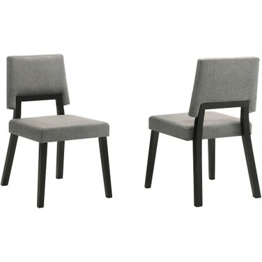 Channell Upholstered Wood Dining Chair Set of 2 In Gray and Black