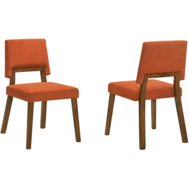 Channell Upholstered Wood Dining Chair Set of 2 In Orange