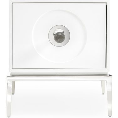 Channing Large End Table In White and Polished Nickel