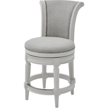 Chapman 26 Inch Wood Counter-Height Swivel Barstool with High-Back In Farmhouse White and Gray